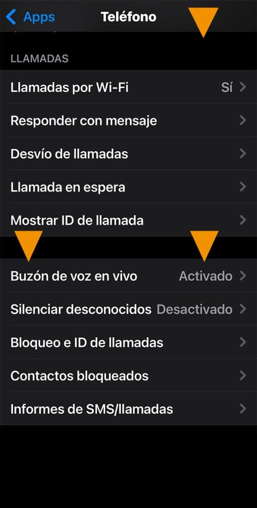 Desactivar buzón de voz en vivo de iPhone iOS
